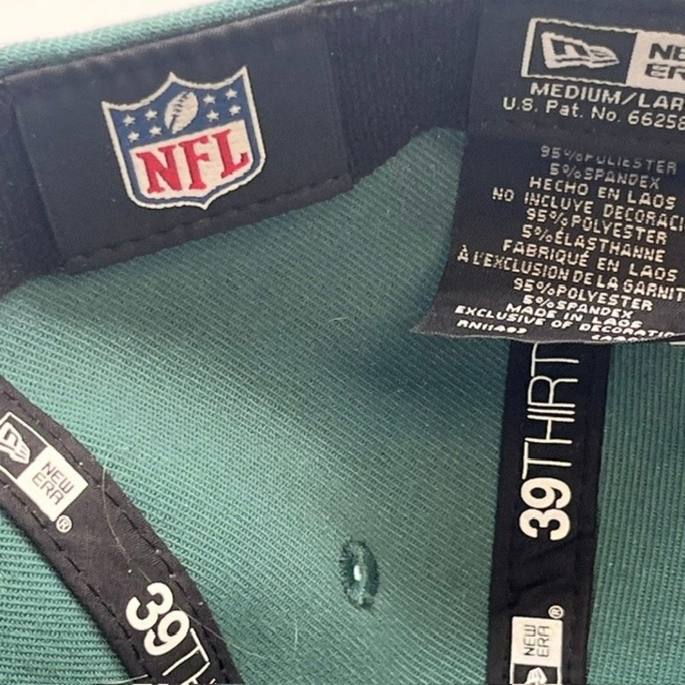 New Era Philadelphia Eagles 39THIRTY NFL Hat Mens Medium Large Green Black Cap - Picture 9 of 9